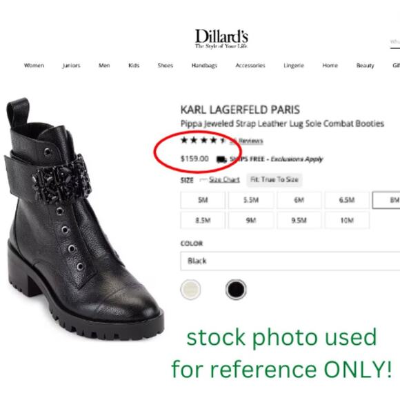 NEW - KARL LAGERFELD PARIS women's Pippa Jeweled Strap Leather Lug Sole - SIZE 9 - Picture 10 of 13